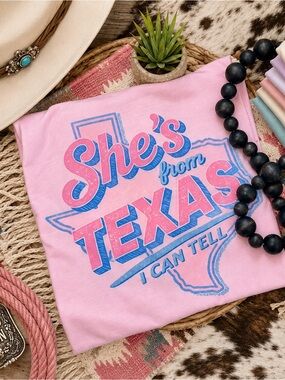 Women’s Pink 'She's From Texas' Short Sleeve Tee